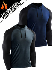 2 Pcs Men's Sports Compression Hoodies - Quick Drying & Stretch Fit