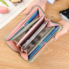 Floral Embossed Long Wallet Zipper Closure Clutch Purse