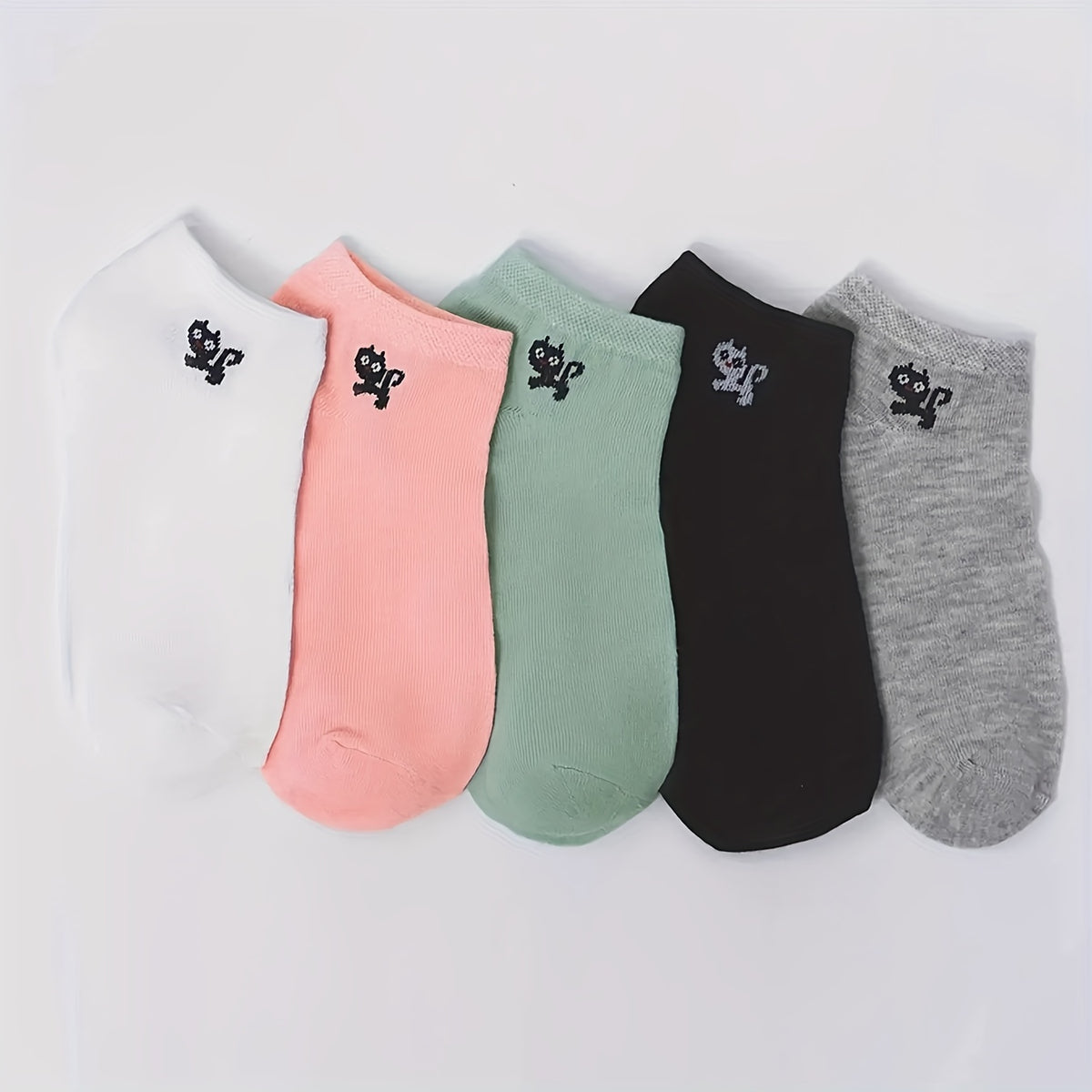 5 Pairs Cute Cat Print Socks for Women