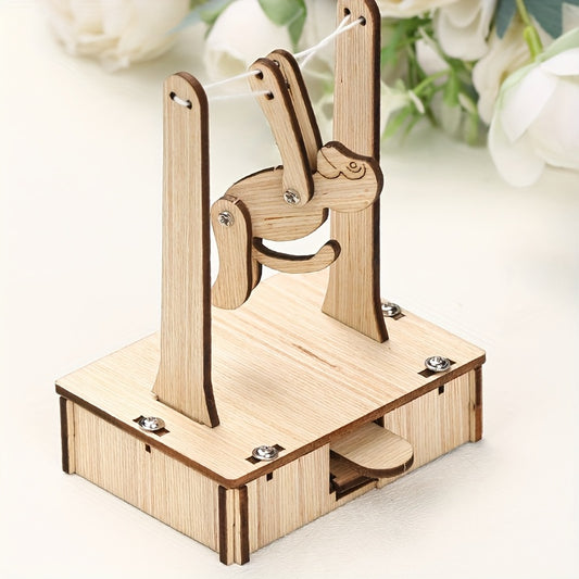 Wooden Monkey Flip Single Pole DIY Assembly Toy Kit