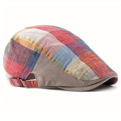 Adjustable Summer Casual Peaked Cap With Colored Plaid