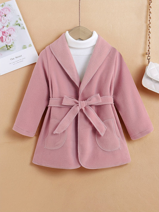 Girls' Peacoat Fleece Lapel Overcoat For Autumn Winter