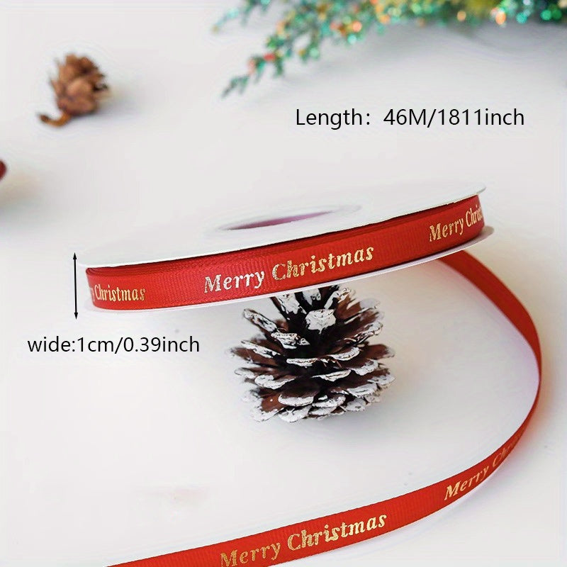 1pc 46m Christmas Ribbon Red Green Satin Ribbon For Crafts Gift Wrapping