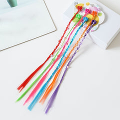 Girls Colorful Braided Wig Hair Extensions Hair Clips Hair Accessories
