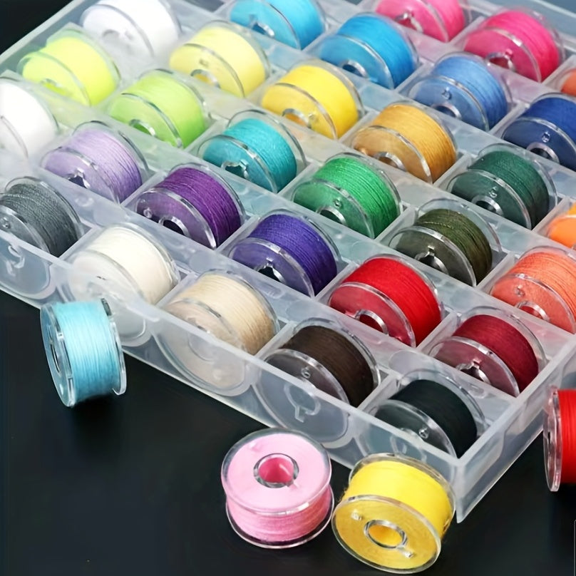 Colorful Bobbins and Sewing Thread with Case