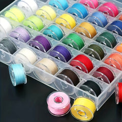 Colorful Bobbins and Sewing Thread with Case