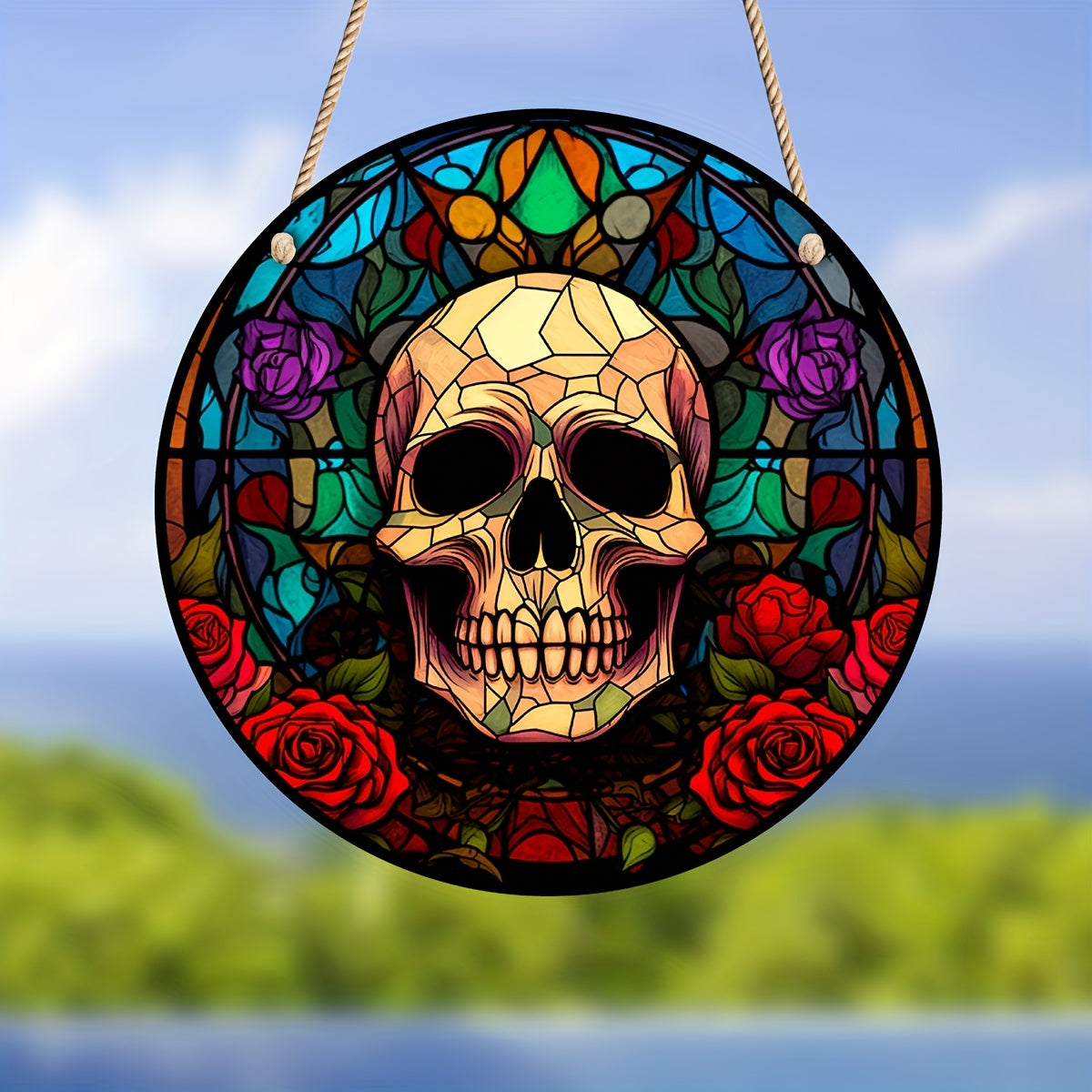 Skull Suncatcher Halloween Decor