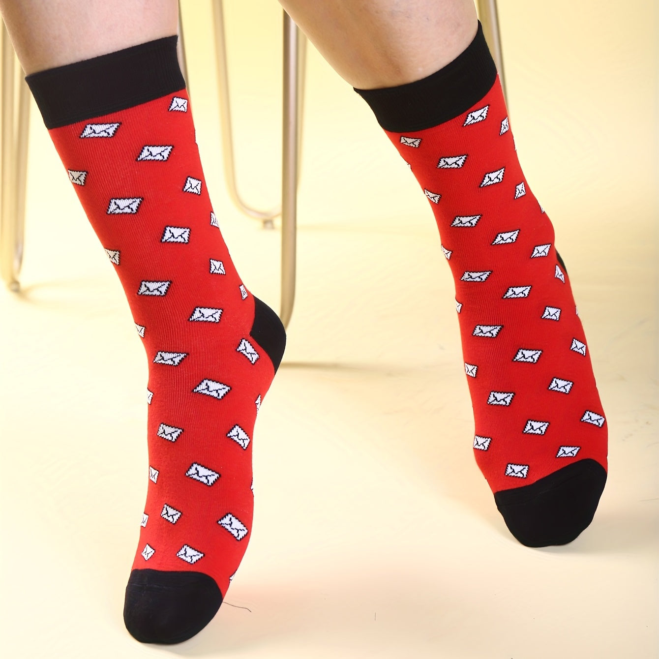 Cartoon Envelope Print Socks Women's Mid Tube Stockings