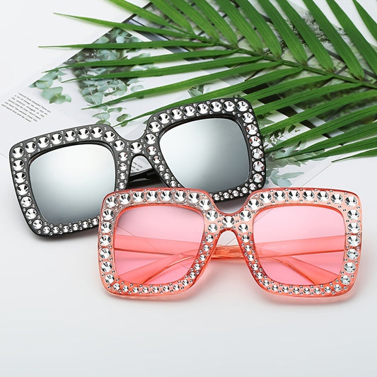 Square Rhinestone Sunglasses for Women UV Protection Shades