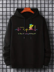 'Feeling Of Heart' Print Hoodie Hoodies For Men Men's Casual Pullover Hooded Swe