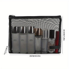 Roomy Mesh Makeup Bag with Zipper for Travel & Toiletry Organization