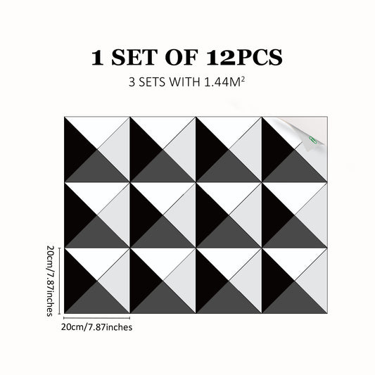 12pcs Gray Geometric Pattern Floor Stickers Waterproof Non-slip Home Decoration
