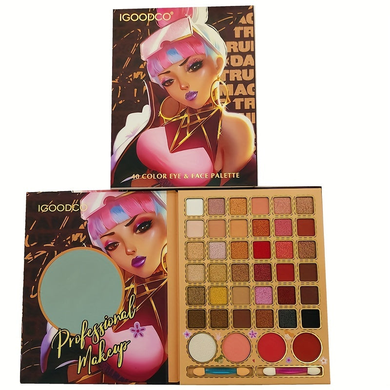 40 Colors Makeup Palette Pearly Matte High Gloss Powder Blusher 3 In 1