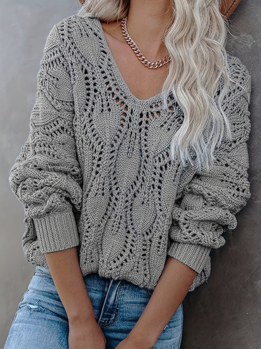 V Neck Cut Out Sweater for Women