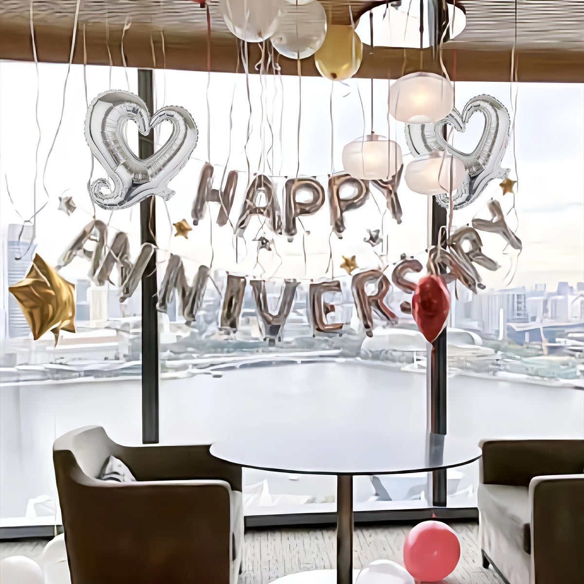 3pcs Silvery Anniversary Happy Birthday Balloon Letter 40 64 Cm