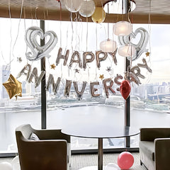 3pcs Silvery Anniversary Happy Birthday Balloon Letter 40 64 Cm