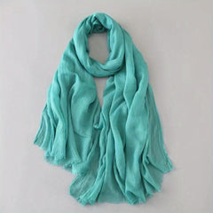 Vintage Solid Gauze Scarf Tassel Headwrap Women Turban Hijab