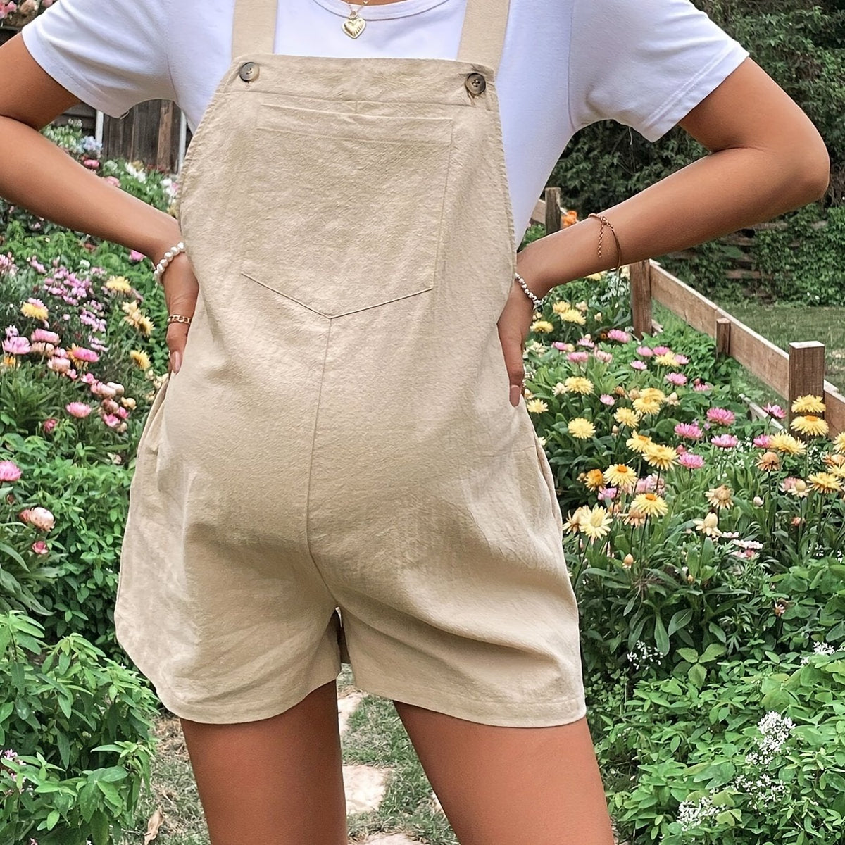 Maternity Adjustable Waist Overall Women's Cotton Shorts