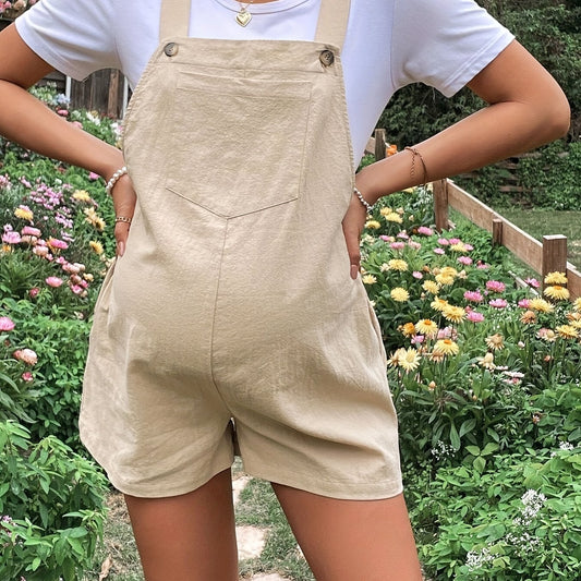 Maternity Adjustable Waist Overall Women's Cotton Shorts