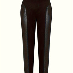  Solid Stitching PU Leather Trousers