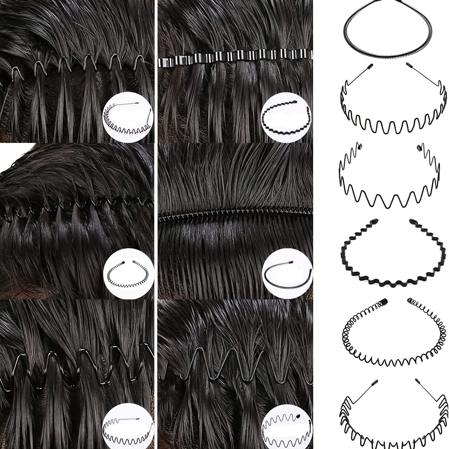 8pcs Metal Headband Hair Hoop Non Slip Wave Comb Hair Hoop Hairband