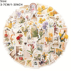 50pcs Flower Time Series Phone Case Stickers Waterproof DIY Decoration