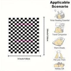 Plaid Flannel Blanket Soft Warm Bed Sofa Camping