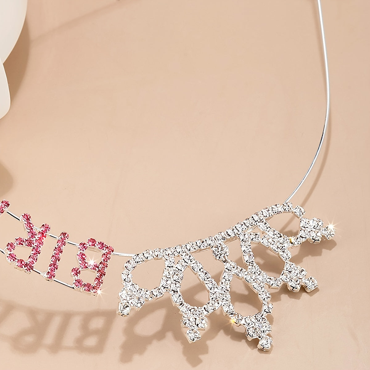 Pink Birthday Princess Tiara Rhinestone Happy Birthday Headband