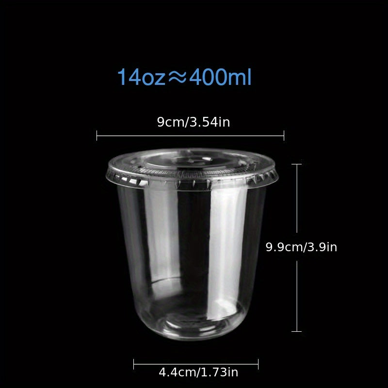 50 Disposable Plastic Cups & Lids for Drinks & Desserts Christmas Party