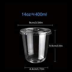 50 Disposable Plastic Cups & Lids for Drinks & Desserts Christmas Party