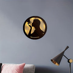 Children's Room Wall Clock LED Lamp Retro Wooden Sign Hanging Light