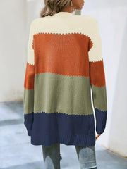 Striped Block Cardigans V Neck Loose