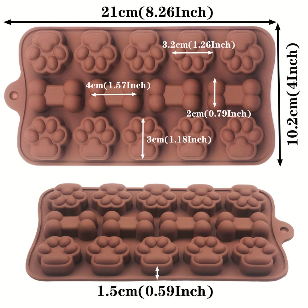 Dog Food Silicone Mold 14 grid Dog Bone Cat Paw Chocolate Mold Cake Baking Tool