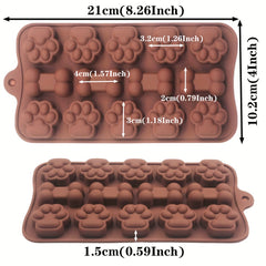Dog Food Silicone Mold 14 grid Dog Bone Cat Paw Chocolate Mold Cake Baking Tool