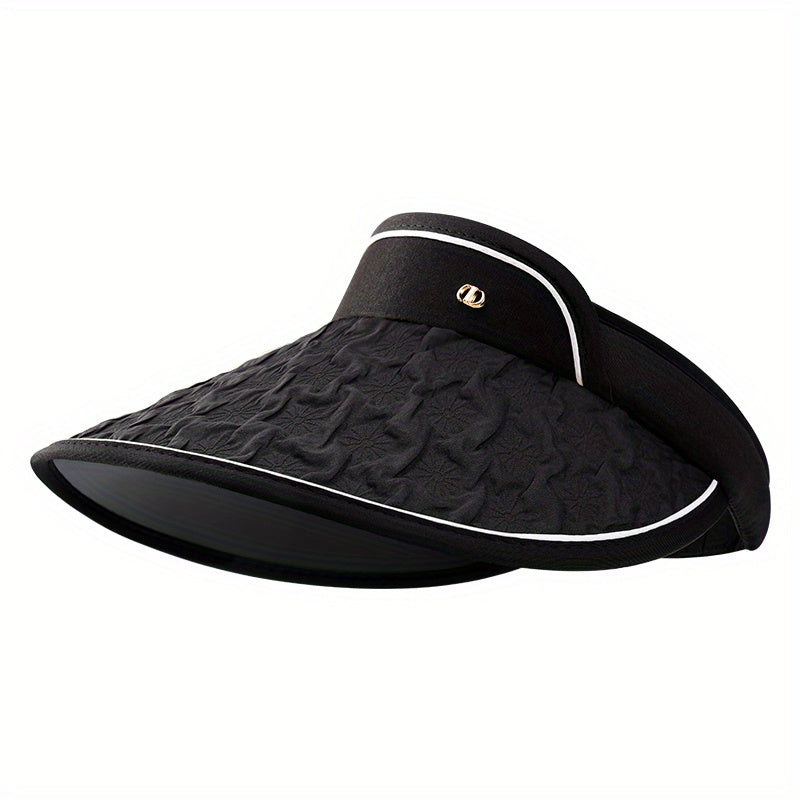 Embossed Women Visor Hat Wide Brim UV Protection Sun Hat