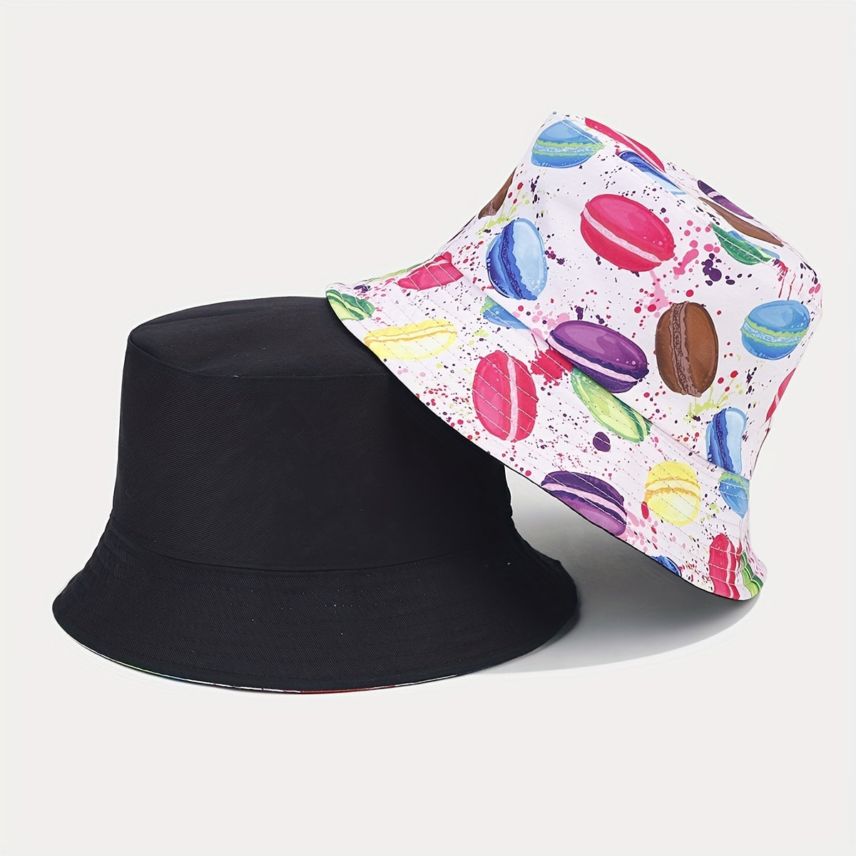Hamburger Pattern Reversible Bucket Hat Outdoor Sunshade Basin Hat