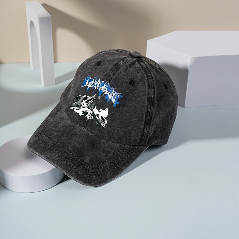Snow Mountain Print Baseball Cap Vintage Washed Distressed Hat