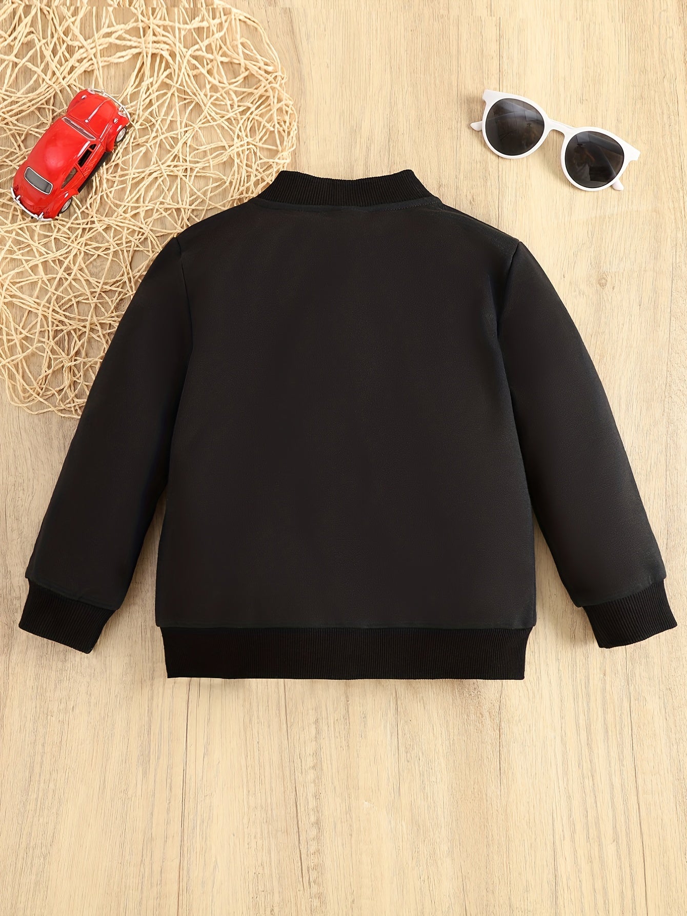 Boys Letter Graphic Varsity Jacket Long Sleeve Baseball Collar