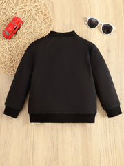 Boys Letter Graphic Varsity Jacket Long Sleeve Baseball Collar