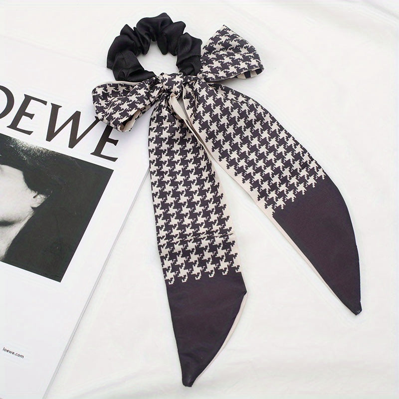 Polka Dot Silky Scarf Scrunchies Houndstooth Hair Tie