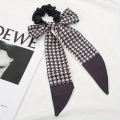 Polka Dot Silky Scarf Scrunchies Houndstooth Hair Tie