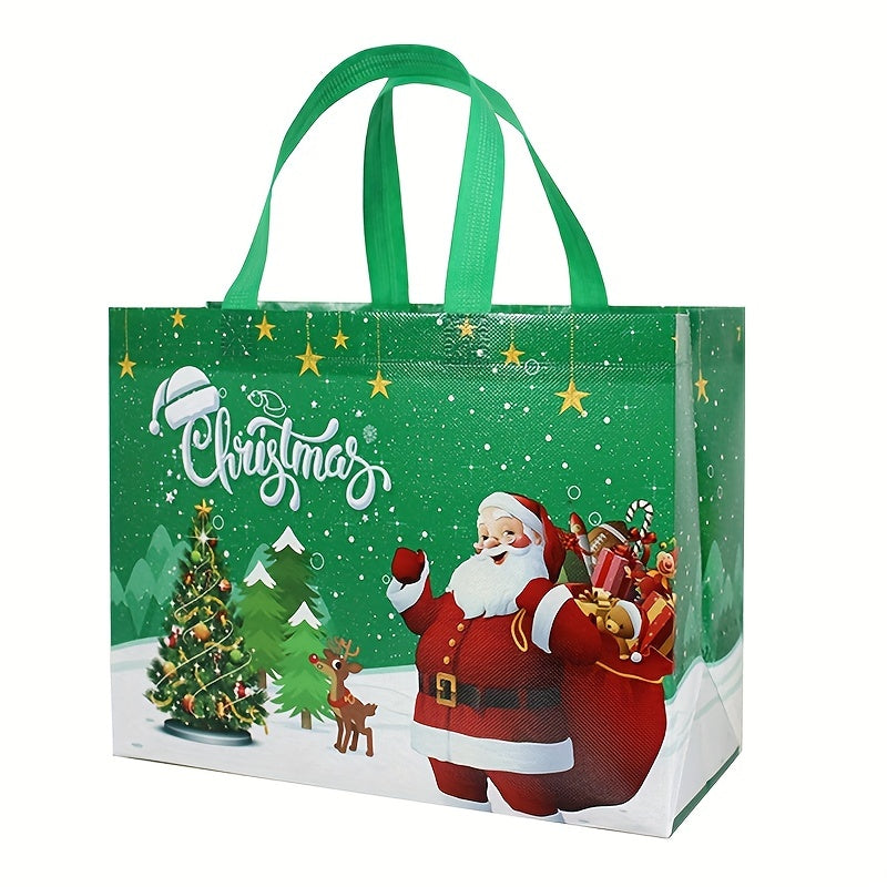 Christmas Cartoon Santa Snowman Non-woven Tote Bag