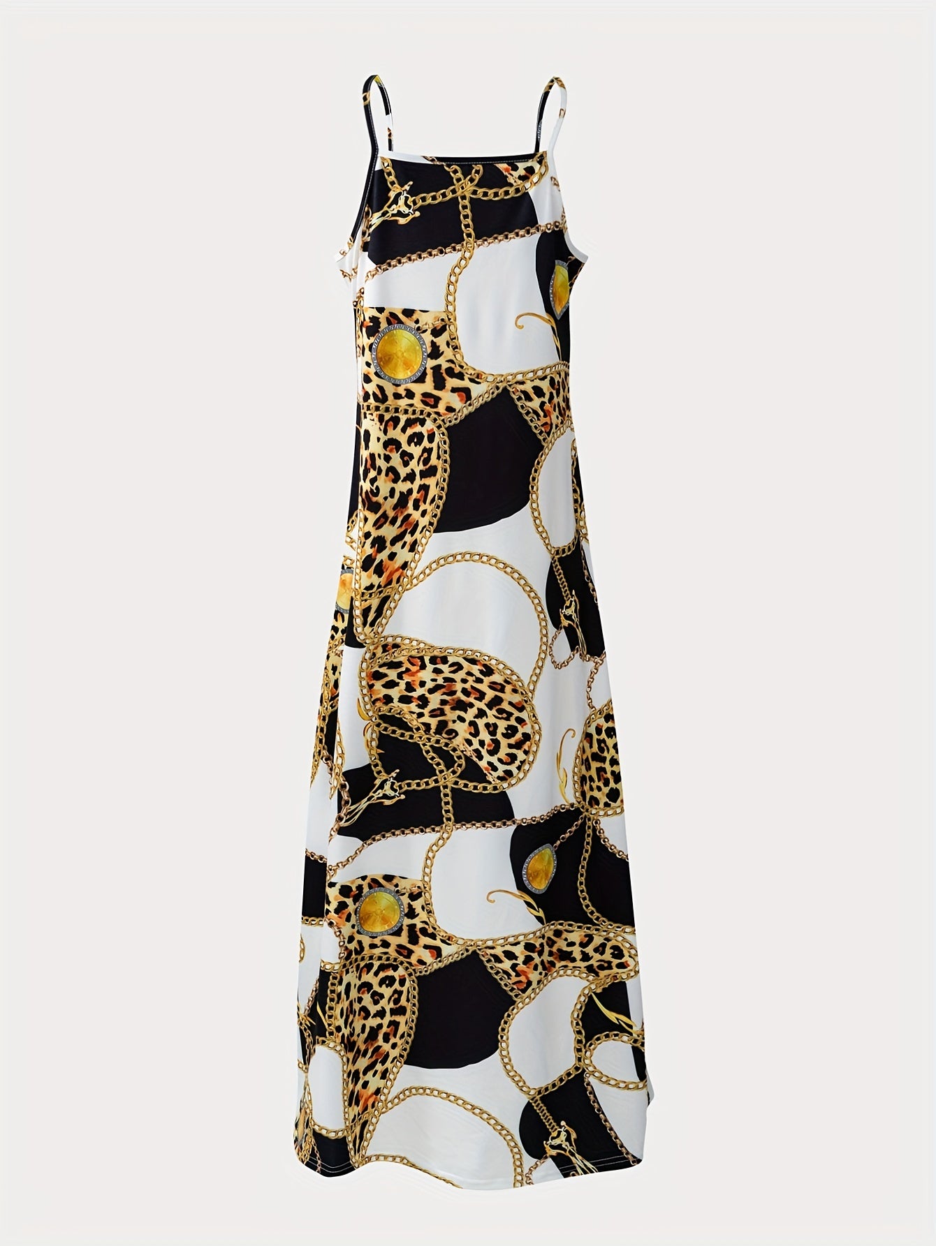 Marble Print Spaghetti Strap Casual Summer Maxi Dress