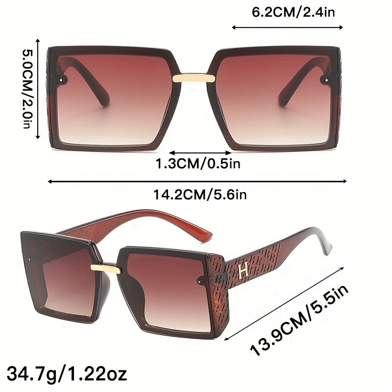 Large Square Sunglasses Rivet Gradient UV400 Sun Shades for Driving