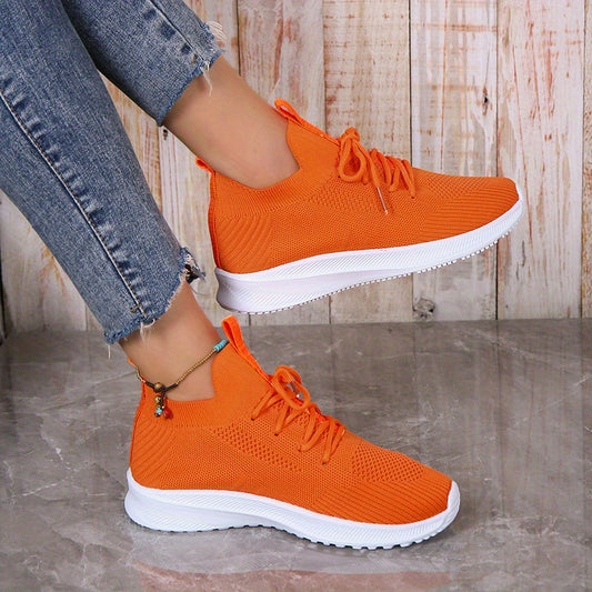 Women's Breathable Mesh Platform Sneakers Casual Lace Up Outdoor Shoes
