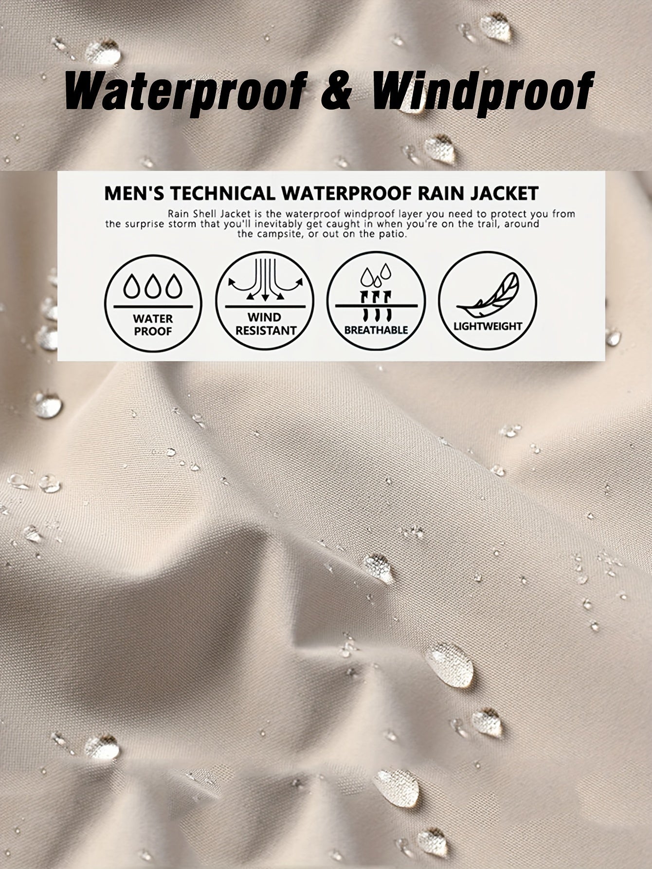 Men's Casual Hooded Block Waterproof Windbreaker Jacket Coat