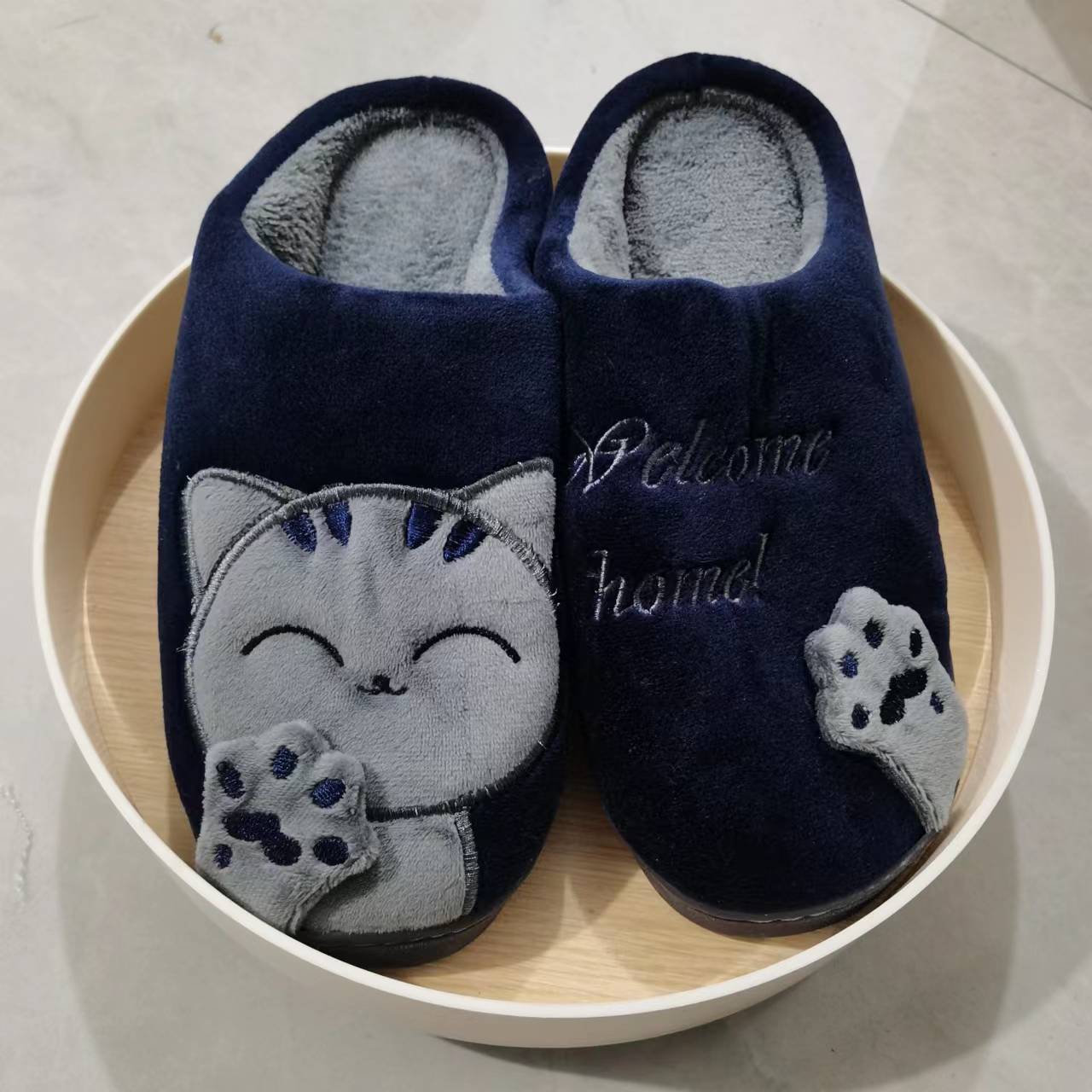 Women's Cat Plush Slippers Soft Sole Slides