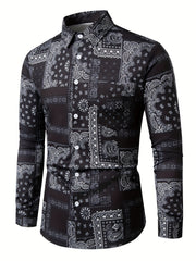 Paisley Full Body Print Men's Button Up Shirt
