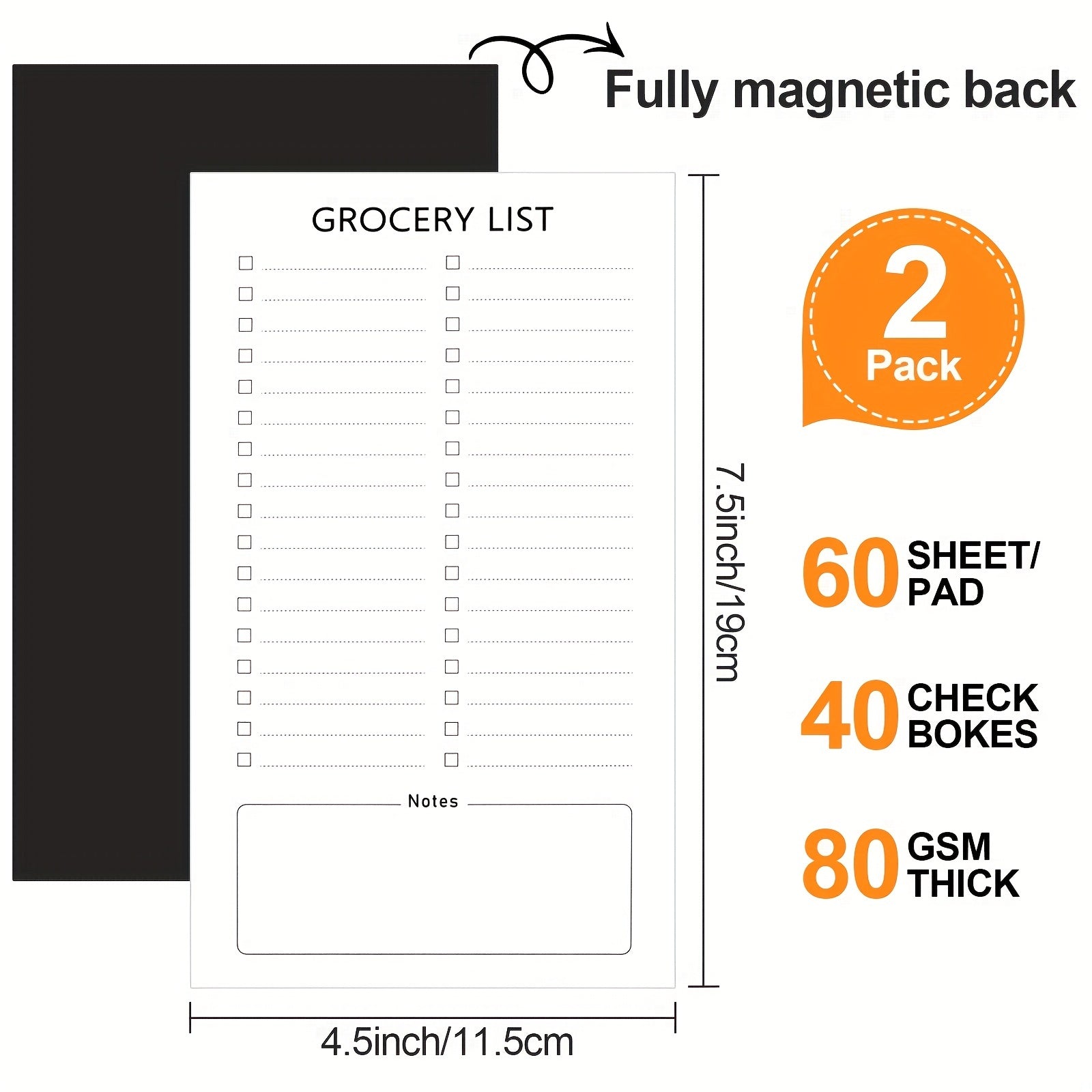 2pcs Magnetic Grocery List Pad For Fridge