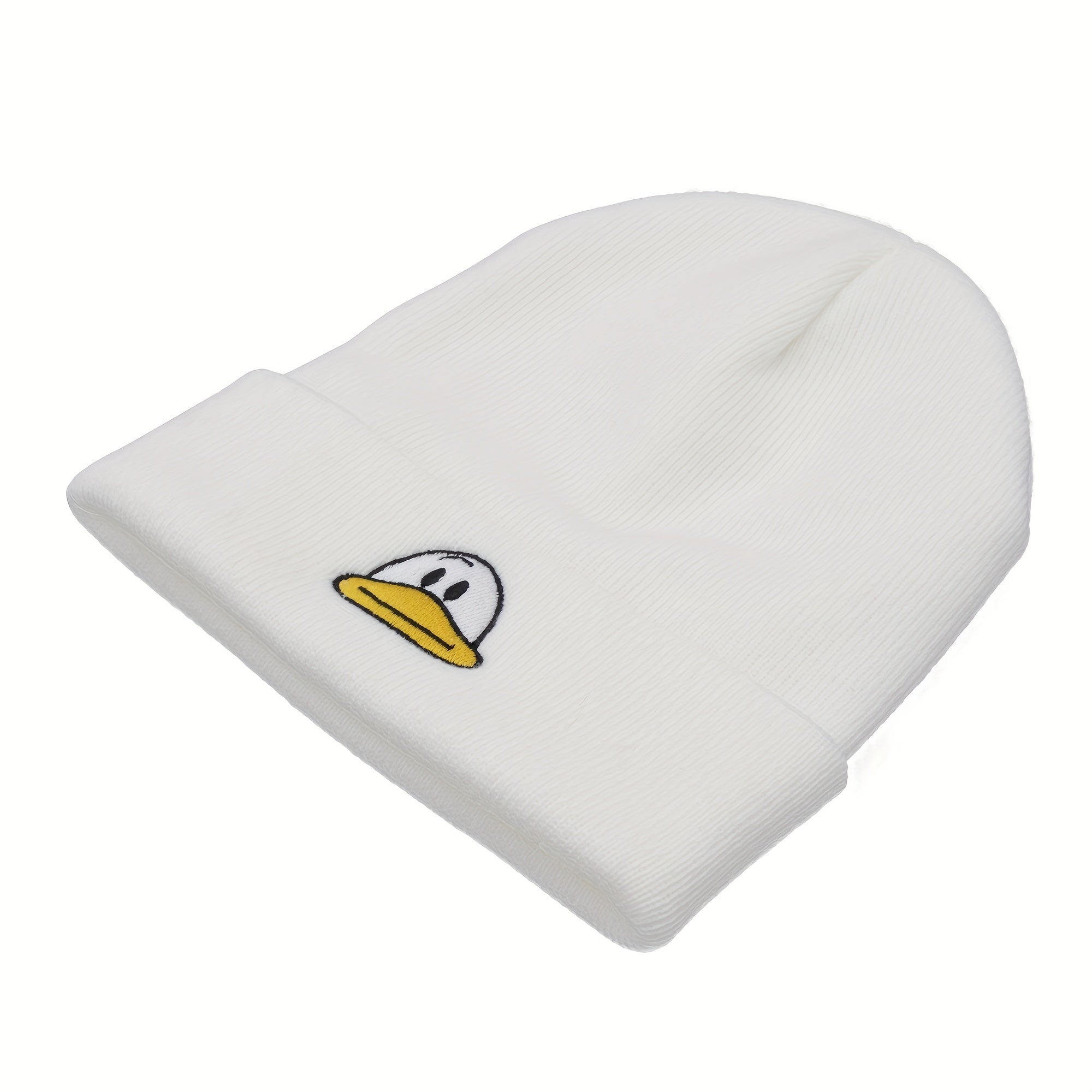 Duck Embroidery Beanie Warm Skull Cap Elastic Knit Hats for Women & Men